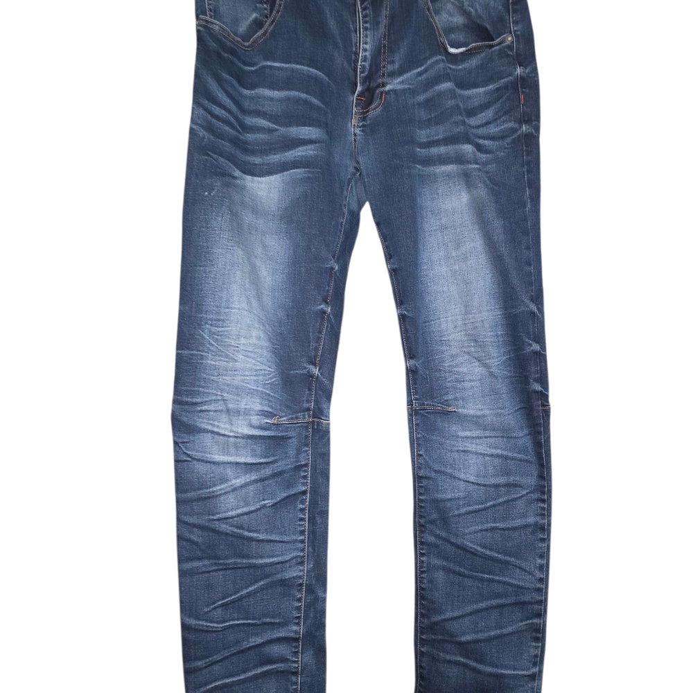 Blue Slim Jeans with Articulated Knee Design